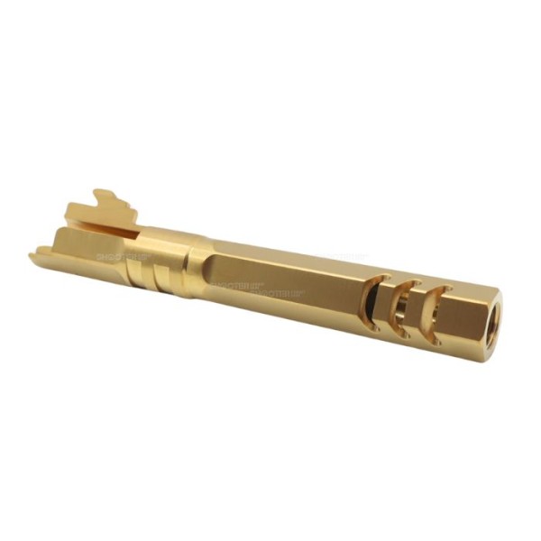 5KU 5.1 Inch Stainless Hexagon Outer Barrel for Marui Hi-Capa Airsoft (Gold)