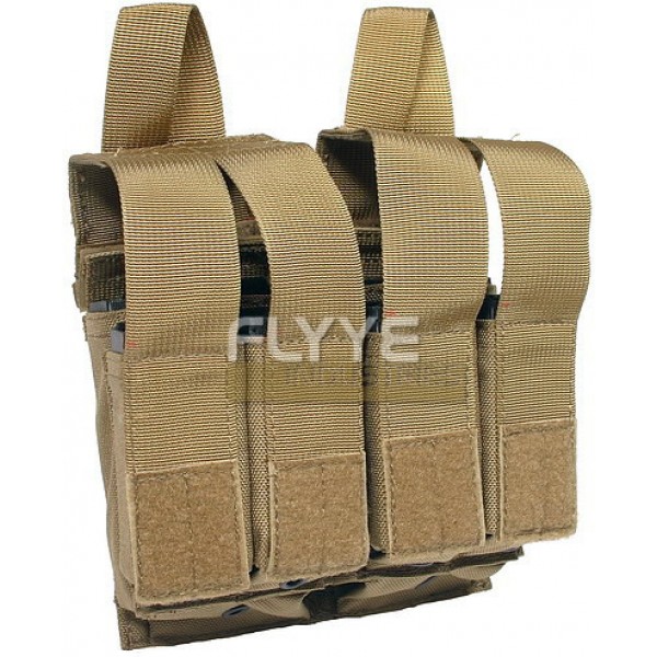 Flyye MOLLE Double M4 + Quad Pistol Mag Pouch(KHAKI)