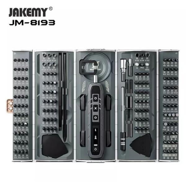 JAKEMY 180 in 1 Electric mini container smart LED rectangular electric screwdriver set JM-8193